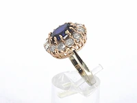 Rosegouden ring met natuurlijke diamanten en een blauwe edelsteen - afbeelding 7 van  9