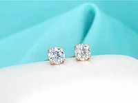 Rosegouden solitaire diamanten oorbellen van 2.00 carat - afbeelding 1 van  8