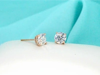 Rosegouden solitaire diamanten oorbellen van 2.00 carat - afbeelding 5 van  8