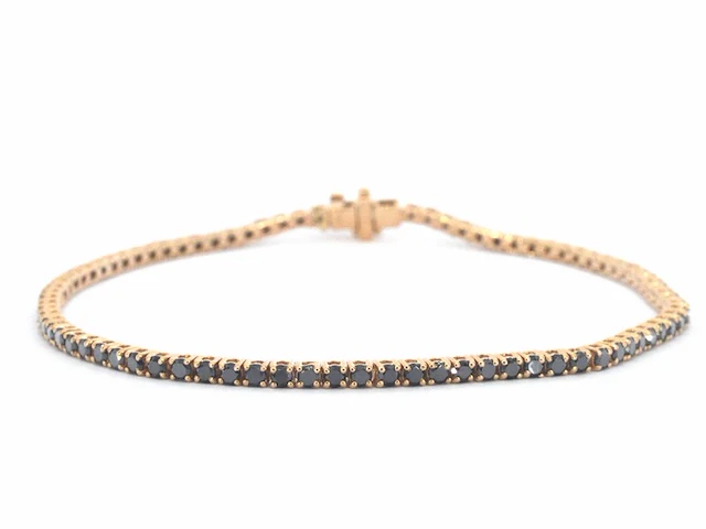 Rosegouden tennisarmband met 2.80 carat aan zwarte diamanten - afbeelding 1 van  9