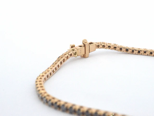 Rosegouden tennisarmband met 2.80 carat aan zwarte diamanten - afbeelding 6 van  9