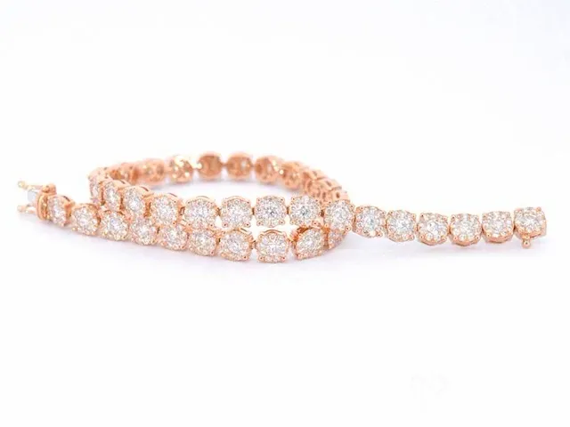 Rosegouden tennisarmband met 5.00 carat diamanten - afbeelding 1 van  6
