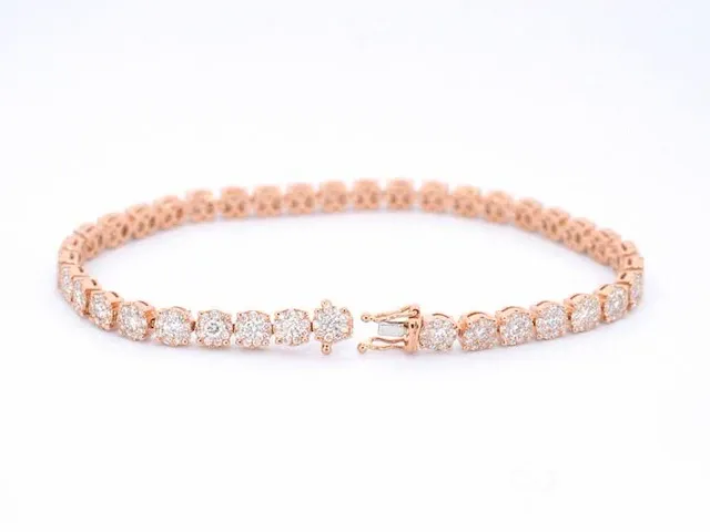 Rosegouden tennisarmband met 5.00 carat diamanten - afbeelding 4 van  6