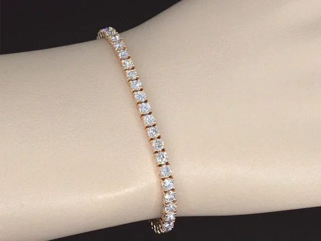 Rosegouden tennisarmband met 5.16 carat briljant geslepen diamanten - afbeelding 2 van  8