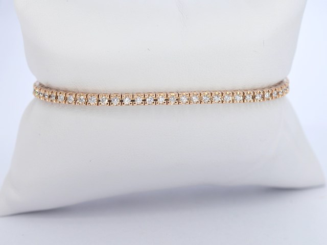Rosegouden tennisarmband met briljant geslepen diamant - afbeelding 4 van  6