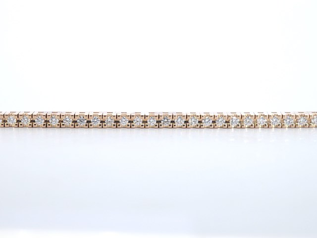 Rosegouden tennisarmband met briljant geslepen diamant - afbeelding 6 van  6