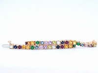 Rosegouden tennisarmband met multi colour edelstenen - afbeelding 8 van  10