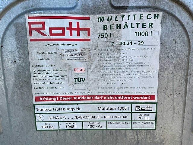 Roth multitech brandstof opslagtank - afbeelding 8 van  8
