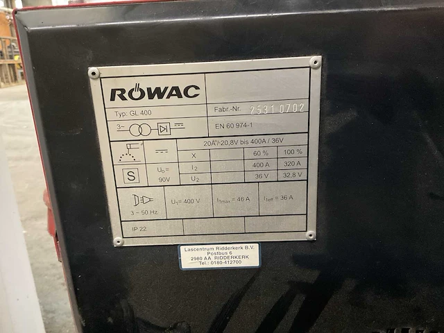 Rowac gl400 lasapparaat krachtbron - afbeelding 5 van  5