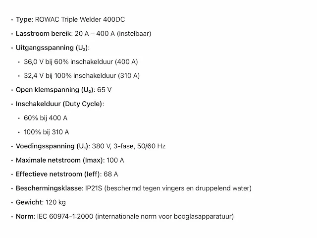 Rowac triple welder 400 dc - afbeelding 7 van  7
