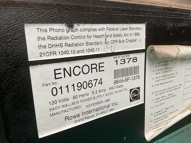 Rowe encore jukebox - afbeelding 8 van  8