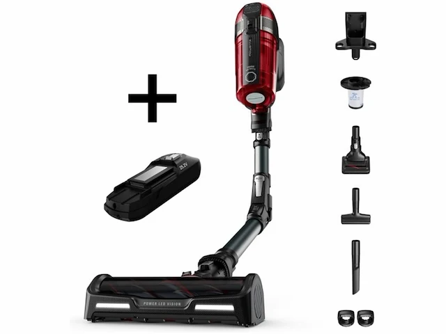 Rowenta steelstofzuiger x-force flex 12.60 double battery (rh98a3wo) rood, zwart - afbeelding 1 van  5