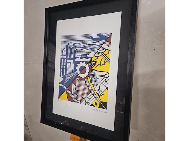 Roy lichtenstein lithograaf - ''industry and the arts'' - in nieuwe lijst - afbeelding 1 van  7