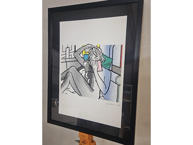 Roy lichtenstein lithograaf - ''nude reading'' - in nieuwe lijst - afbeelding 1 van  6