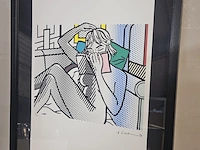 Roy lichtenstein lithograaf - ''nude reading'' - in nieuwe lijst - afbeelding 1 van  6