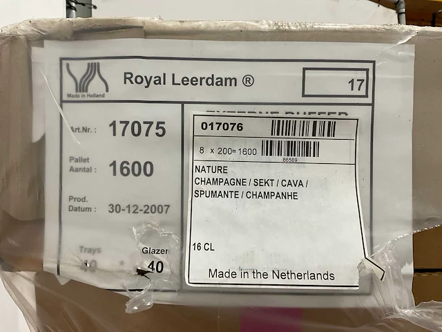 Royal leerdam champagne glazen 16 cl (1600x) - afbeelding 7 van  7