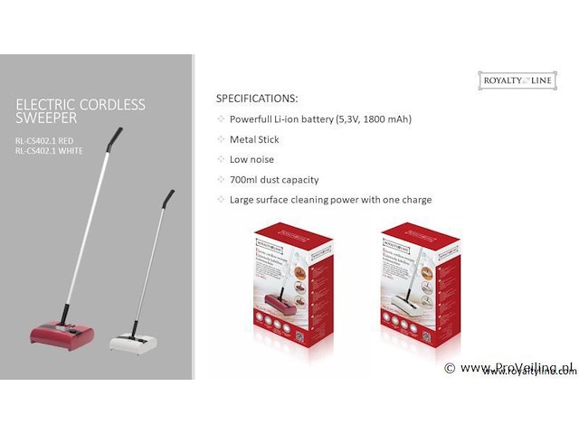 Royalty line elektrische rolveger draadloos 5,3v / 1800mah - afbeelding 3 van  3