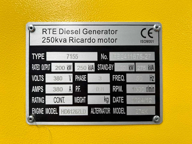 Rte - 12-2024 - 7155 - 250 kva noodstroomaggregaat - afbeelding 23 van  28