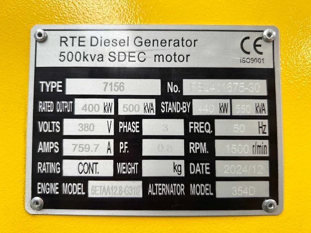 Rte - 12-2024 - 7156 - 500 kva noodstroomaggregaat - afbeelding 28 van  33