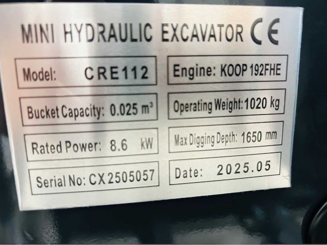 Rte - 2025 - cre112 - minigraafmachine 1120kg - afbeelding 33 van  34