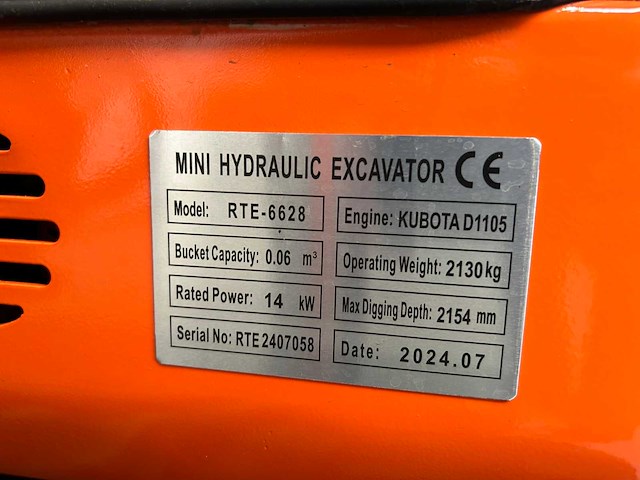 Rte - 2025 - cx20a - minigraafmachine kubota euro 5 met cabine - afbeelding 33 van  33