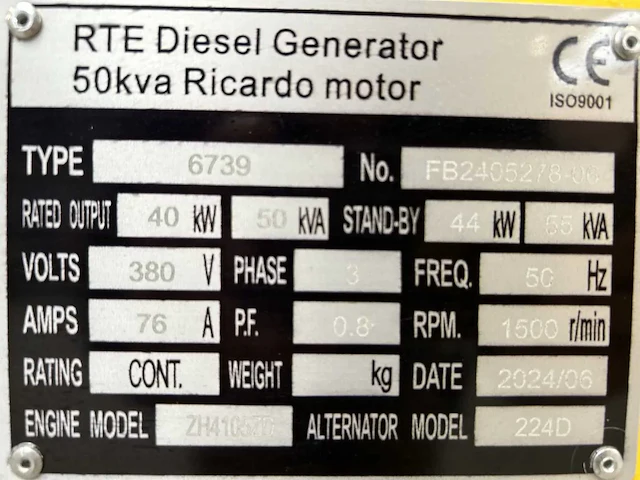 Rte - 50 kva - noodstroomaggregaat / generator diesel 2025 - afbeelding 16 van  34