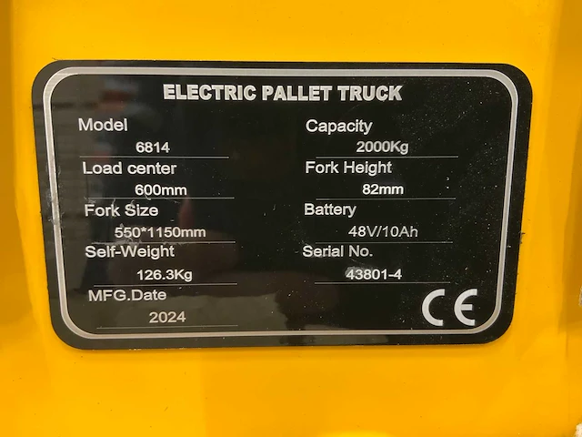 Rte elektrische palletwagen 2000kg met backrest - afbeelding 6 van  17