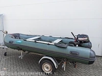 Rubberboot 3,8 meter met mercury 6pk 4t motor, strandtrailer en funband benethboats, ub360, groen - afbeelding 12 van  18