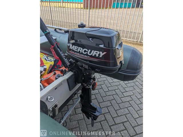 Rubberboot 3,8 meter met mercury 6pk 4t motor, strandtrailer en funband benethboats, ub360, groen - afbeelding 18 van  18