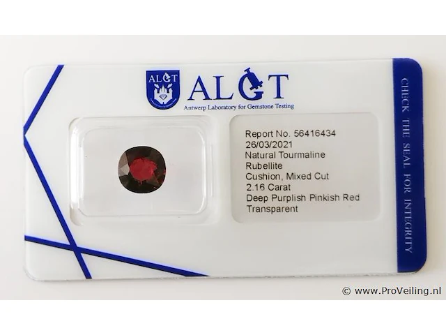 Rubellite 2.16ct algt certified - afbeelding 2 van  5