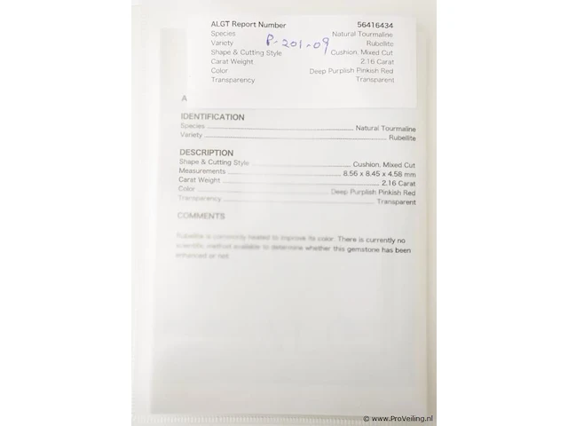 Rubellite 2.16ct algt certified - afbeelding 4 van  5