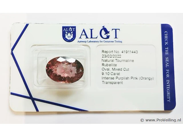 Rubellite 9.10ct algt certified - afbeelding 5 van  8