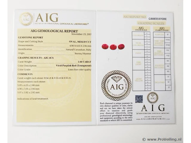 Ruby 1.64ct aig certified - afbeelding 4 van  4