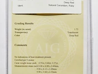 Ruby 1.73ct aig certified - afbeelding 3 van  4
