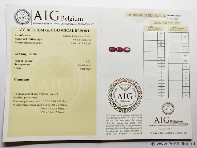 Ruby 1.73ct aig certified - afbeelding 4 van  4