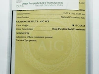 Ruby 18.12ct aig certified - afbeelding 3 van  4