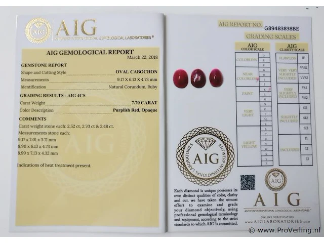 Ruby 7.70ct aig certified - afbeelding 7 van  8