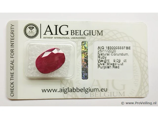 Ruby 9.09ct aig certified - afbeelding 2 van  5