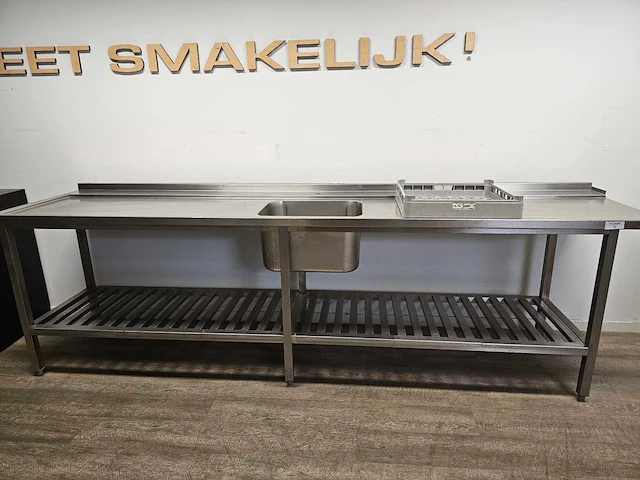 Rvs aanvoertafel 300cm - afbeelding 1 van  4