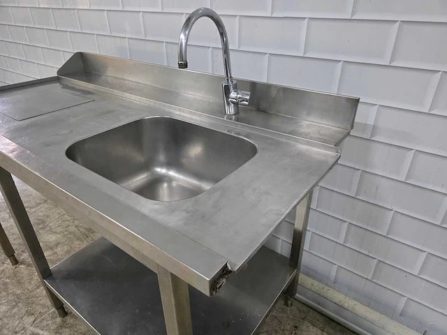 Rvs aanvoertafel met mengkraan - afbeelding 5 van  6