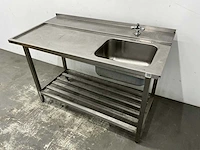 Rvs aanvoertafel met spoelbak - afbeelding 1 van  6