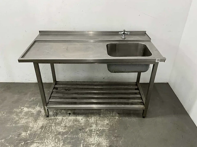 Rvs aanvoertafel met spoelbak - afbeelding 3 van  6