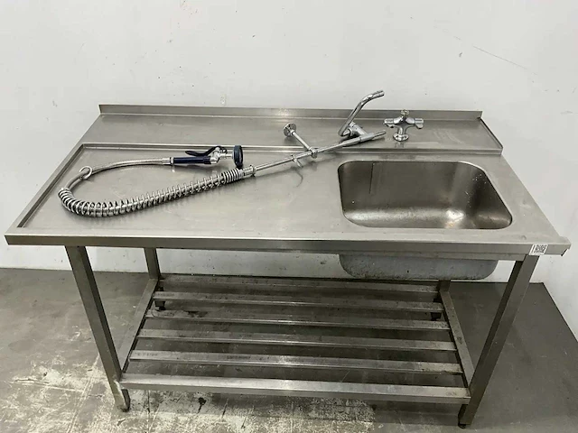 Rvs aanvoertafel met spoelbak - afbeelding 4 van  6