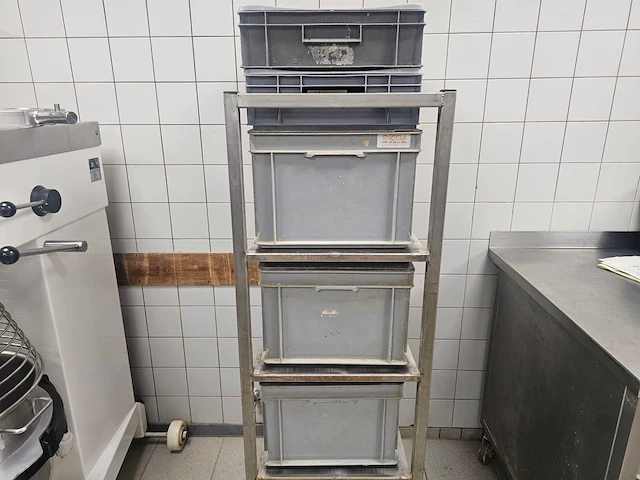 Rvs bakkerij inclusief 4 kunststof kratten - afbeelding 1 van  4