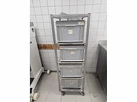 Rvs bakkerijwagen inclusief 4 kunststof kratten - afbeelding 2 van  4