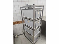 Rvs bakkerijwagen inclusief 4 kunststof kratten - afbeelding 4 van  4