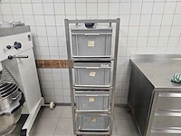 Rvs bakkerijwagen inclusief 4 kunststof kratten - afbeelding 1 van  4