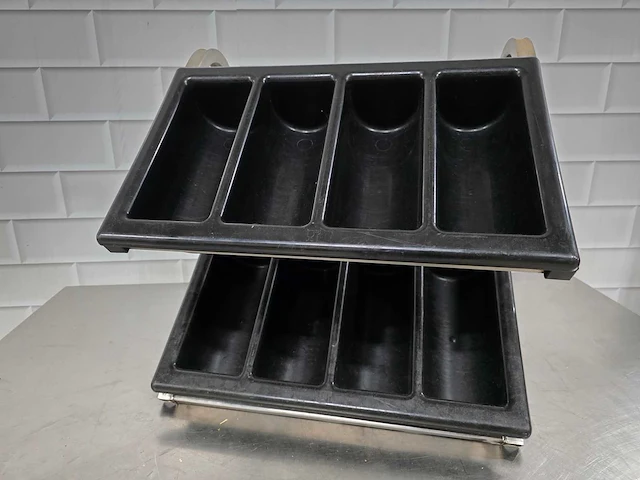 Rvs dubbele bestek bak houder - afbeelding 2 van  4