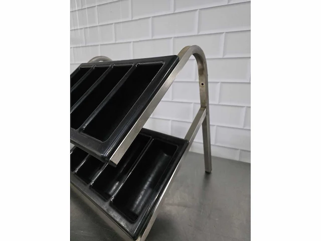 Rvs dubbele bestek bak houder - afbeelding 3 van  4