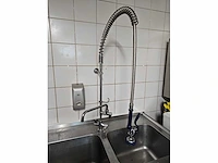 Rvs dubbele spoeltafel met douchekraan - afbeelding 4 van  4
